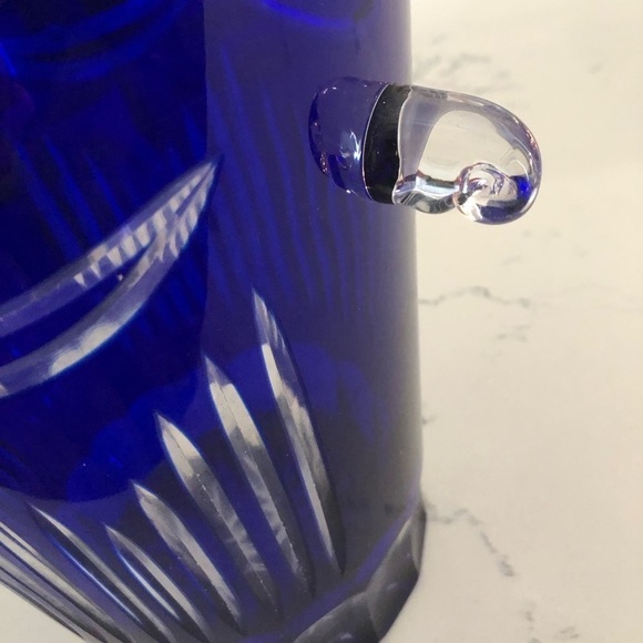 Cobalt Blue Cased Glass Champagne/Ice Bucket VTG Imperial Estate Crystal - Picture 11 of 13